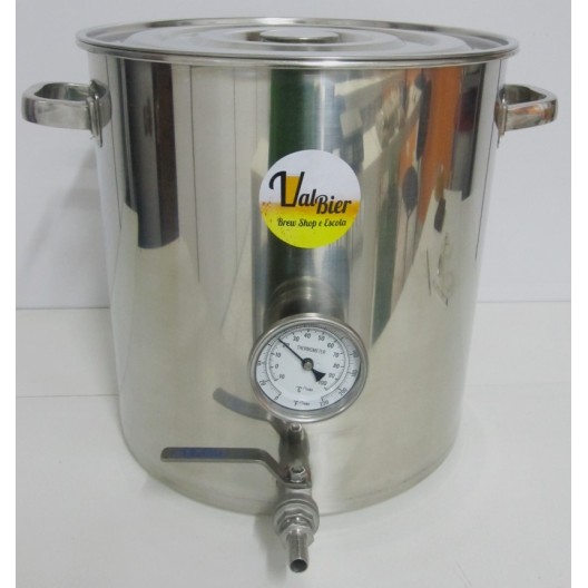 Panela Cervejeira em Inox 30 litros com Termômetro Bimetálico-Valbier  